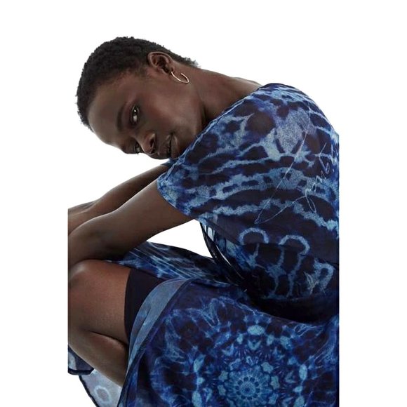 NEW Asymmetrical Boho Blue Desigual High Low Front, Size S - Picture 5 of 15